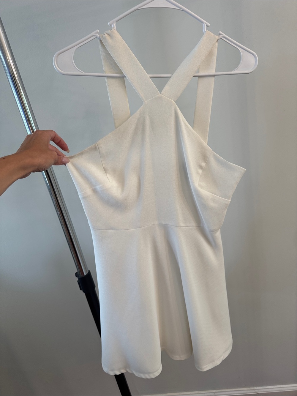 Women’s White Cross-Back Skater Dress